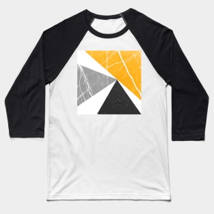 Abstract Yellow / Gray Triangles Pattern Baseball T-Shirt